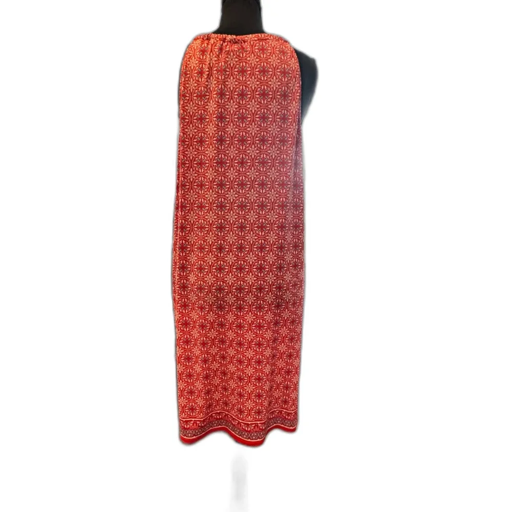 Max Studio Patterned Halter Dress • Size L Red Flowy & Feminine - Picture 4 of 5
